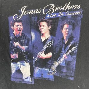 Gildan Jonas Brothers Concert Tee Womens S Black Cropped Raw Hem Band Shirt